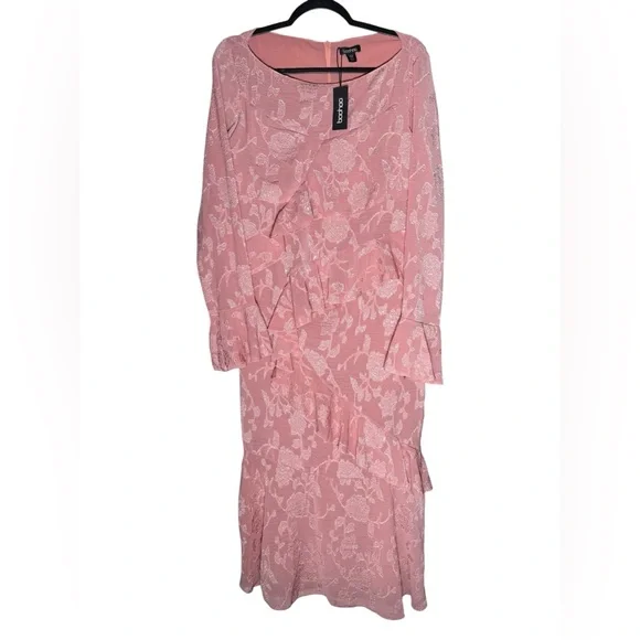 Boohoo | Dresses | Boohoo Jacquard Floral Ruffle Shift Maxi Dress Womens  Size Petite Pink Nwt | Poshmark
